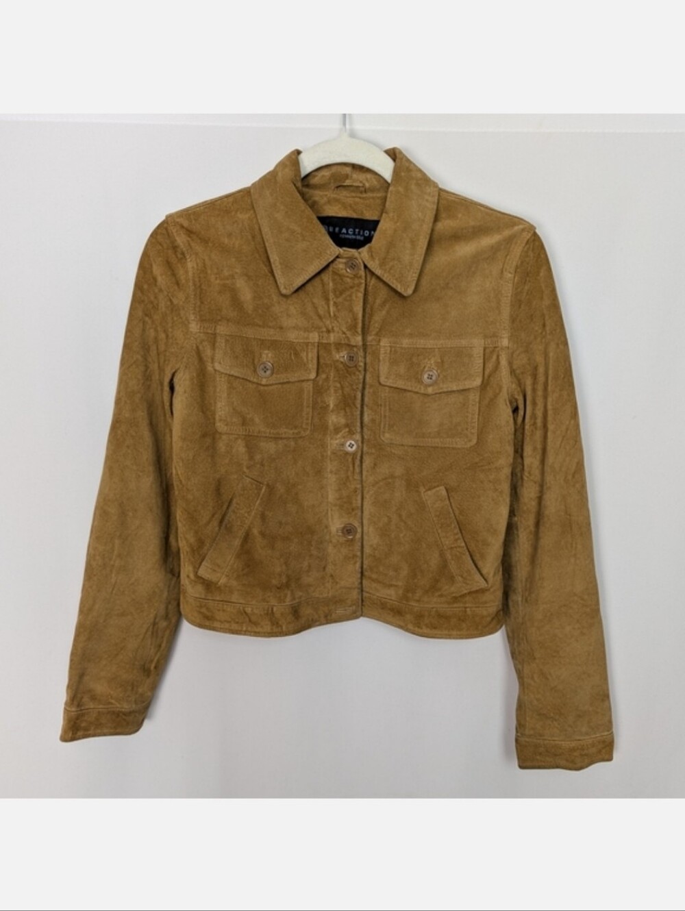 Kenneth Cole Reaction Cropped Suede Leather Jacket - S